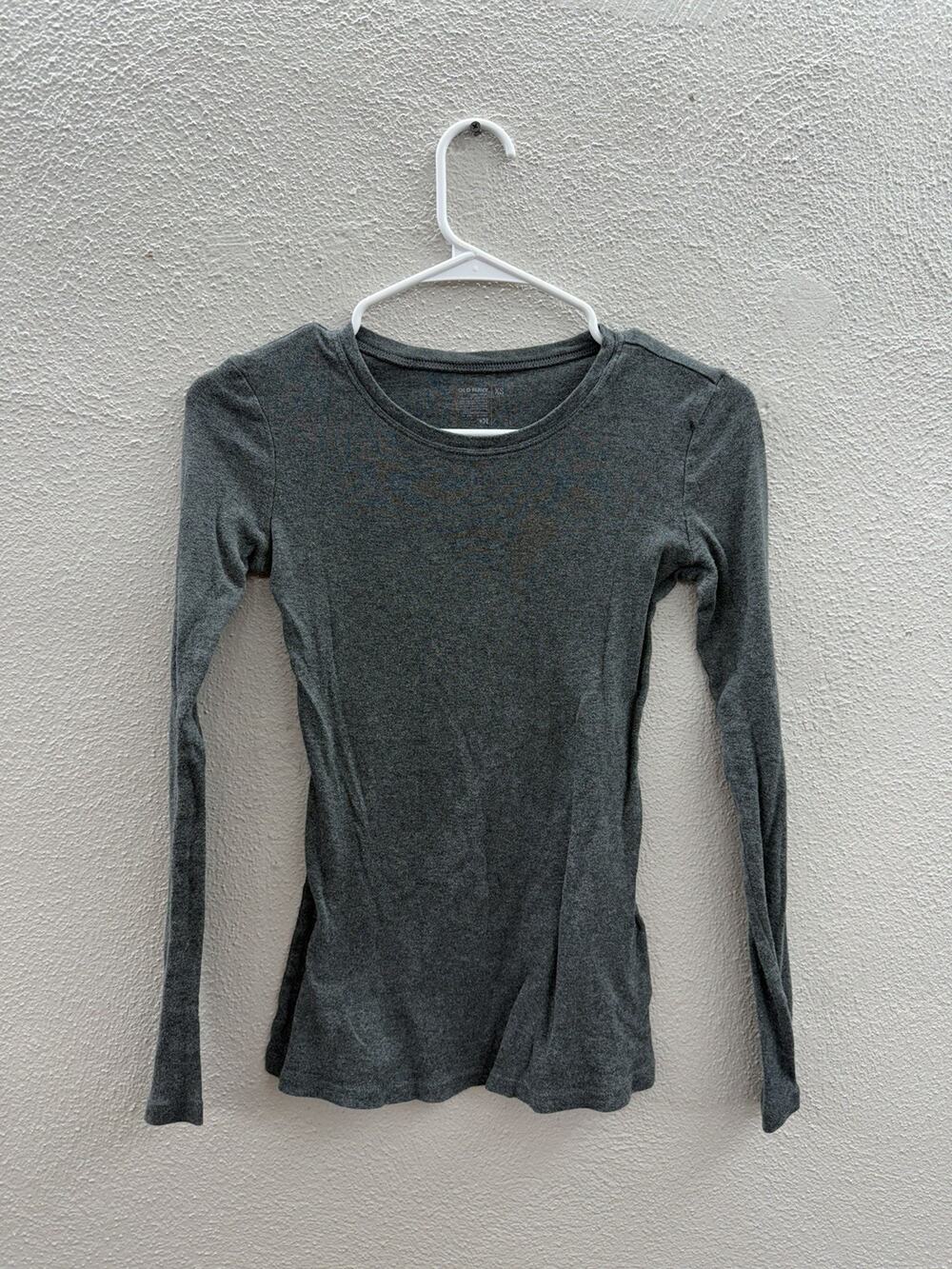Old Navy Womens Shirt Size XS Gray Long Sleeve Cotton Thin